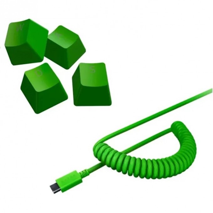 Колпачки и кабель клавиатуры RAZER PBT Keycap + Coiled Cable Upgrade Set, Green (US/UK) RC21-01490700-R3M1 Колпачки и кабель клавиатуры RAZER PBT Keycap + Coiled Cable Upgrade Set, Green (US/UK) RC21-01490700-R3M1